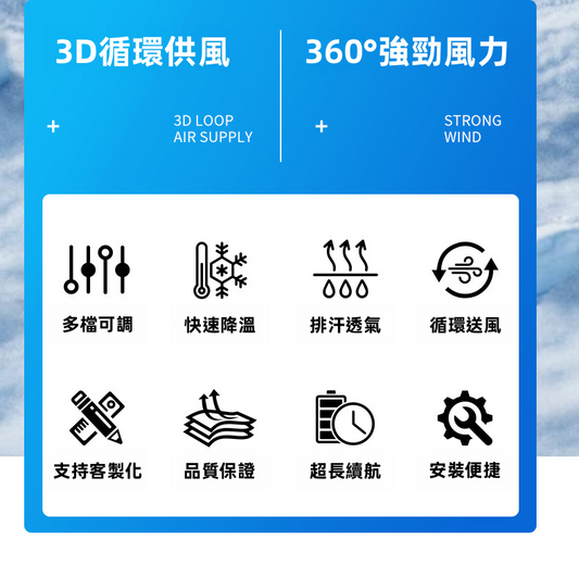 夏季降溫風扇背心|12V無刷靜音風扇 3D循環送風 10000mAh大電池 反光條 透氣內襯