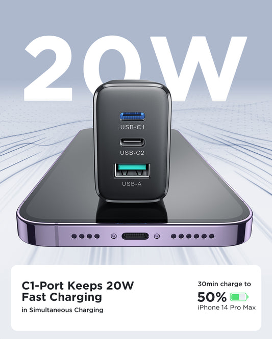 【JoyRoom TCF10】32W 三口迷你快充插頭 | 2x USB-C + 1x USB-A 多口同時快充 過壓過充保護 (iPhone/Android/iPad通用)