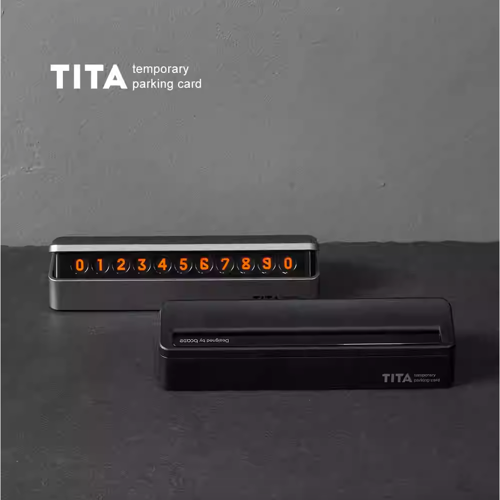 TITA - 『典』經典造型泊車聯絡電話號碼牌(夜黑/銀色)| 瞬間切換號碼的顯示與隱藏