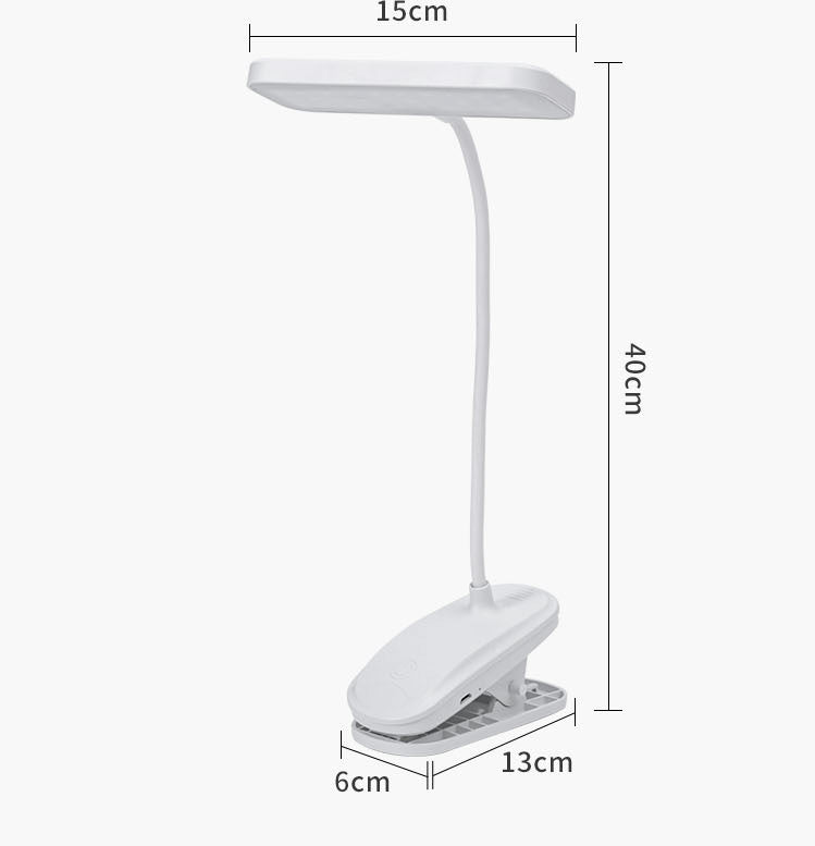 充電式4000mAh LED 方形夾子枱燈 充電檯燈護眼學習兒童 宿舍檯燈臥室學習床頭燈 - 白色 - 849