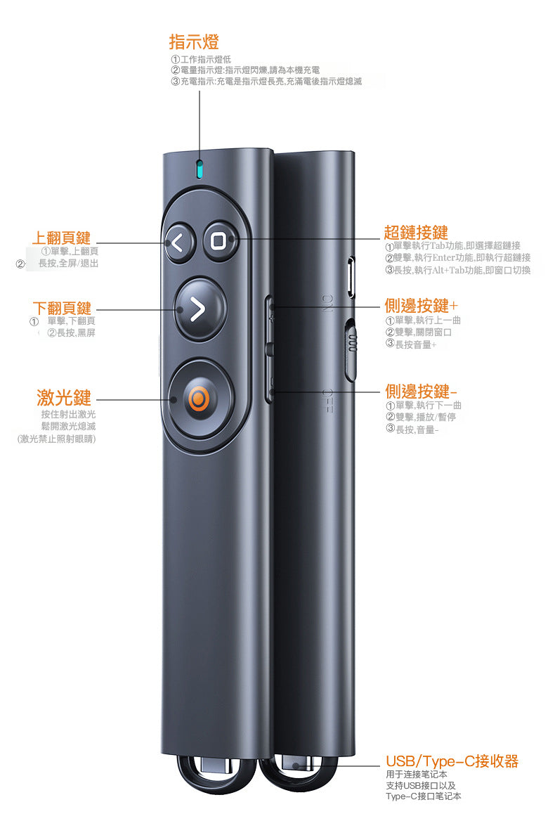 B5 Laser Presentation Remote 充電式雷射筆簡報遙控器
