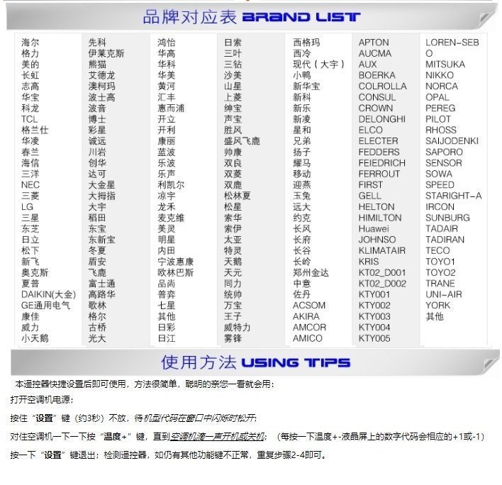 CHUNGHOP K-2028C 5000合一 萬用通用空調遙控器 適合過1000個牌子的冷氣