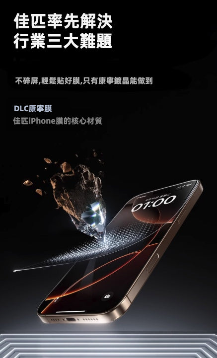 【Fxxking Easy】iPhone 康寧玻璃保護貼 | 零技巧超易貼！附自動除塵秒貼盒 2.0 DLC鍍膜 0.2µs防爆膜