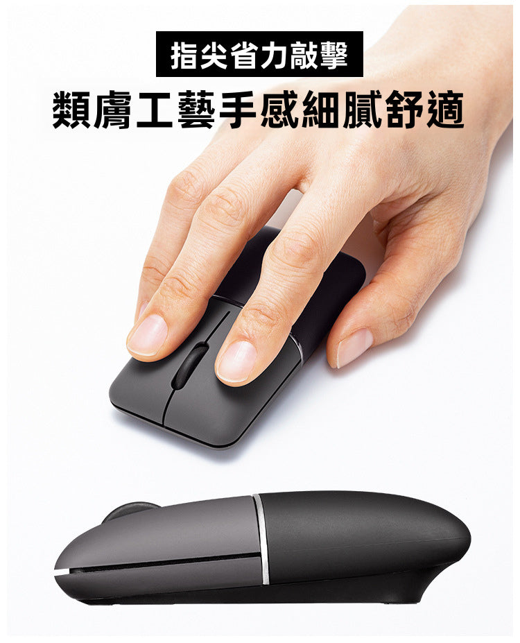 【日本SANWA】SLIMO 口袋型雙模無線滑鼠 | 僅重42g 信用卡大小 靜音輕音按鍵 附6檔折疊支架+防刮絨布袋