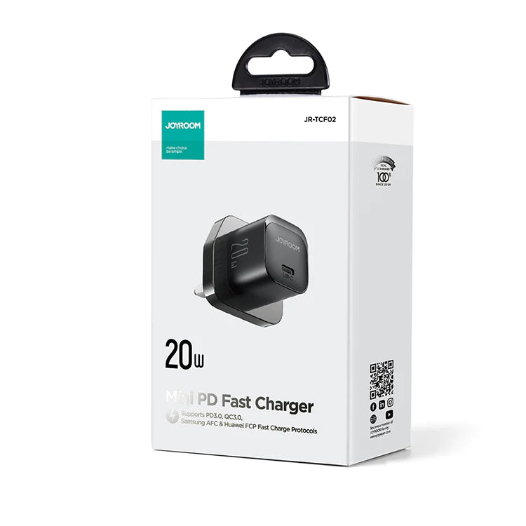 【JoyRoom TCF02】20W 迷你 PD 快充插頭 | USB-C 單口快充 軟小便攜 (iPhone/Android/iPad通用)