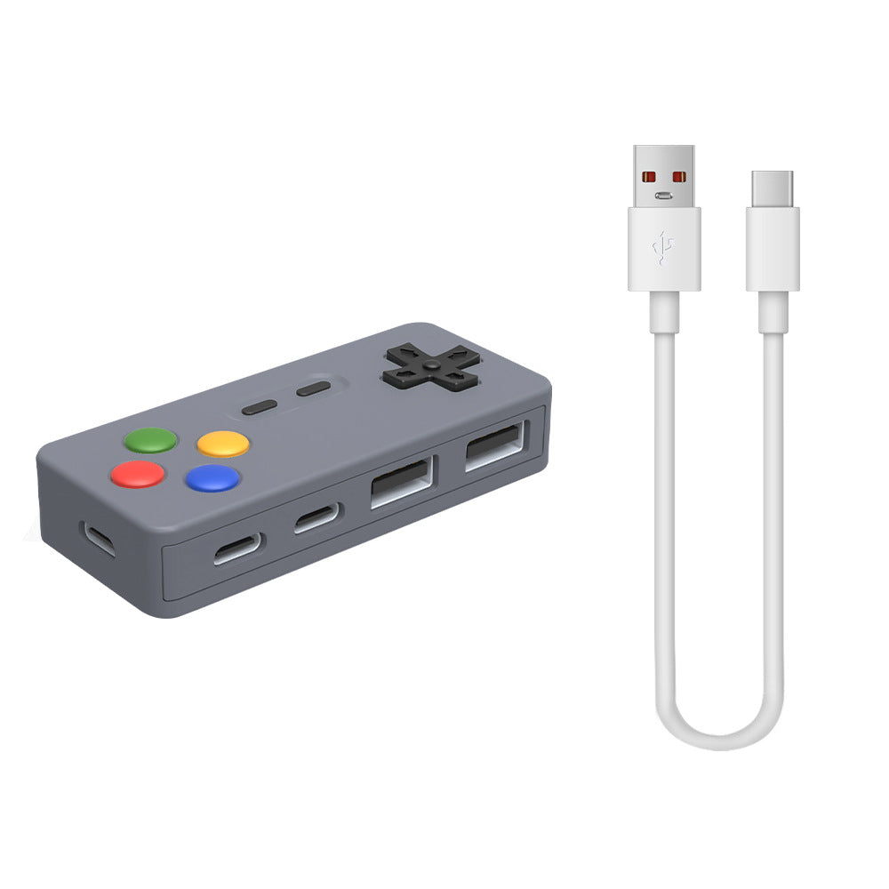 【復古電玩風】遊戲手柄造型 4合一桌面集線器 HUB擴展塢 | Type-C & USB 雙介面 鍵鼠不卡頓/隨身碟適用