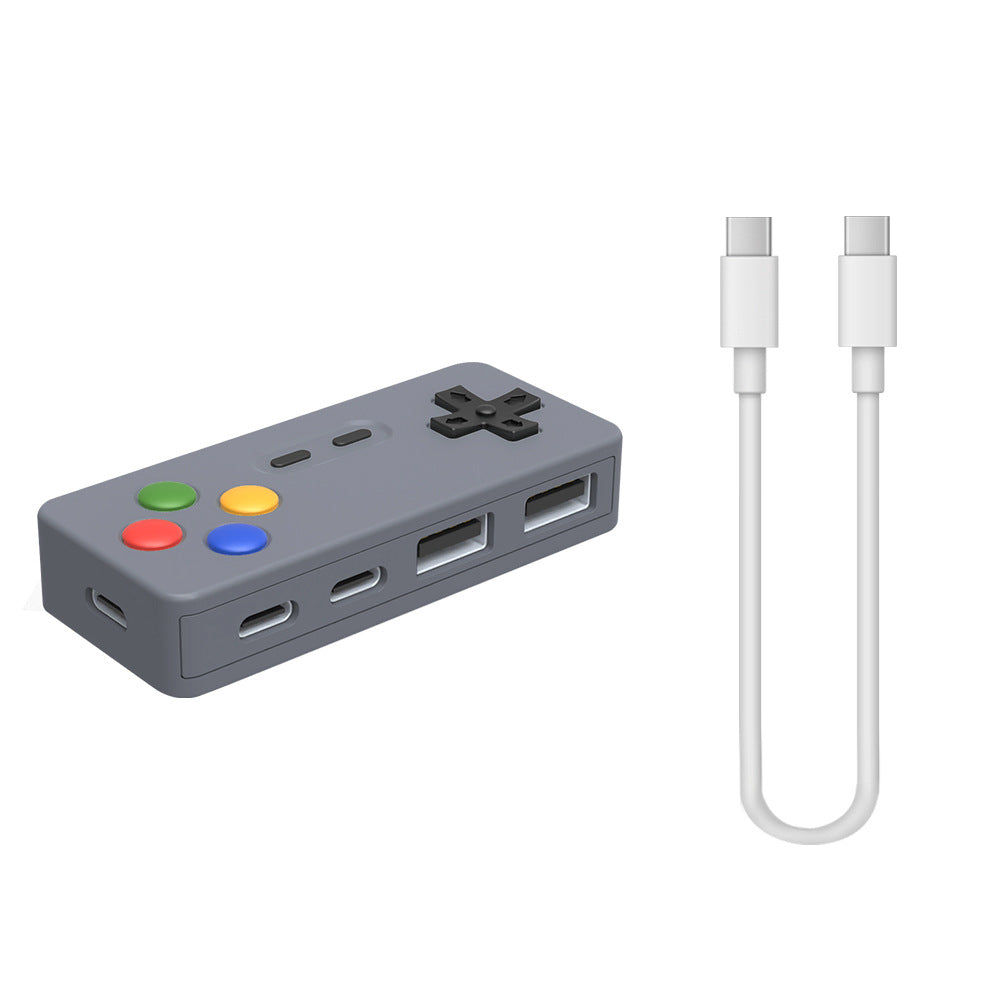【復古電玩風】遊戲手柄造型 4合一桌面集線器 HUB擴展塢 | Type-C & USB 雙介面 鍵鼠不卡頓/隨身碟適用