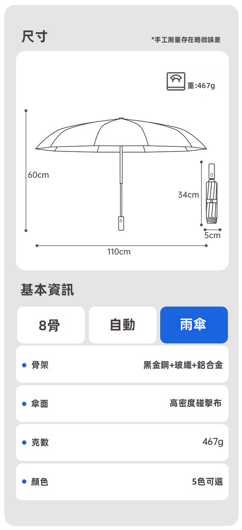 Pro Ultra 全自動電動反向折疊傘｜一鍵電動開收 Type-C充電 150次續航 360°反光環（5色）