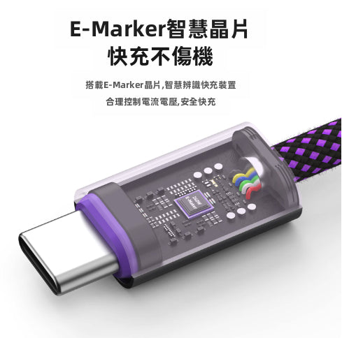 極速閃充】SIKAI PD240W 雙Type-C 快充線 | 內置E-Marker不傷機 柔光指示燈 尼龍編織線