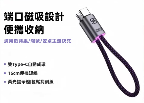 極速閃充】SIKAI PD240W 雙Type-C 快充線 | 內置E-Marker不傷機 柔光指示燈 尼龍編織線