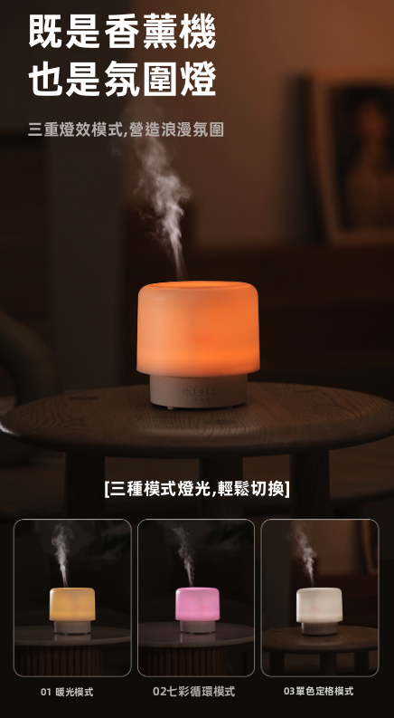 【360°旋轉擴香】3in1 旋轉香薰加濕氛圍燈 (DQ723) | 零技巧 超易用！300ml大容量 七彩夜燈 缺水自動斷電 3檔定時