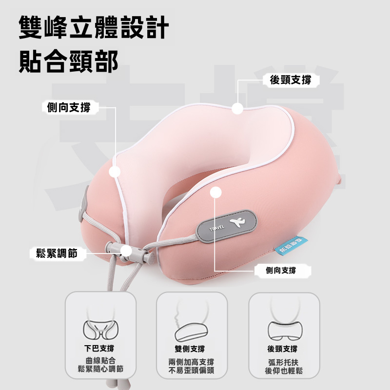 兒童人體工學記憶棉U型護頸枕 | 汽車飛機旅行必備 雙側加高防歪頭 附便攜收納包