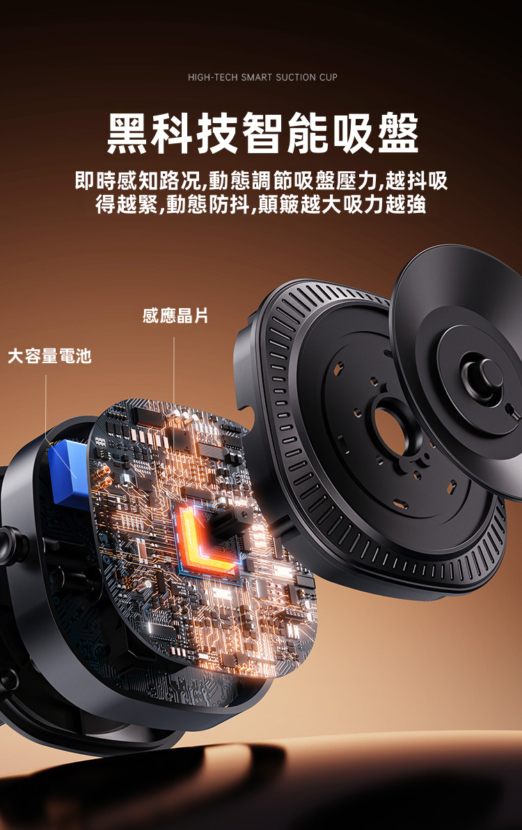 智能電動吸盤車用支架 | 主動抽氣晶片感應 雙萬向球頭 MagSafe強磁 鋁合金防抖 支援1/4螺絲