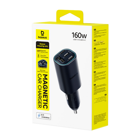 【倍思 Baseus】PrimeTrip 車載磁吸固定點煙器快充火牛 (30W/60W/100W/160W多款可選) | NTC低溫溫控 不斷充設計 支援小米澎湃秒充/蘋果全系快充