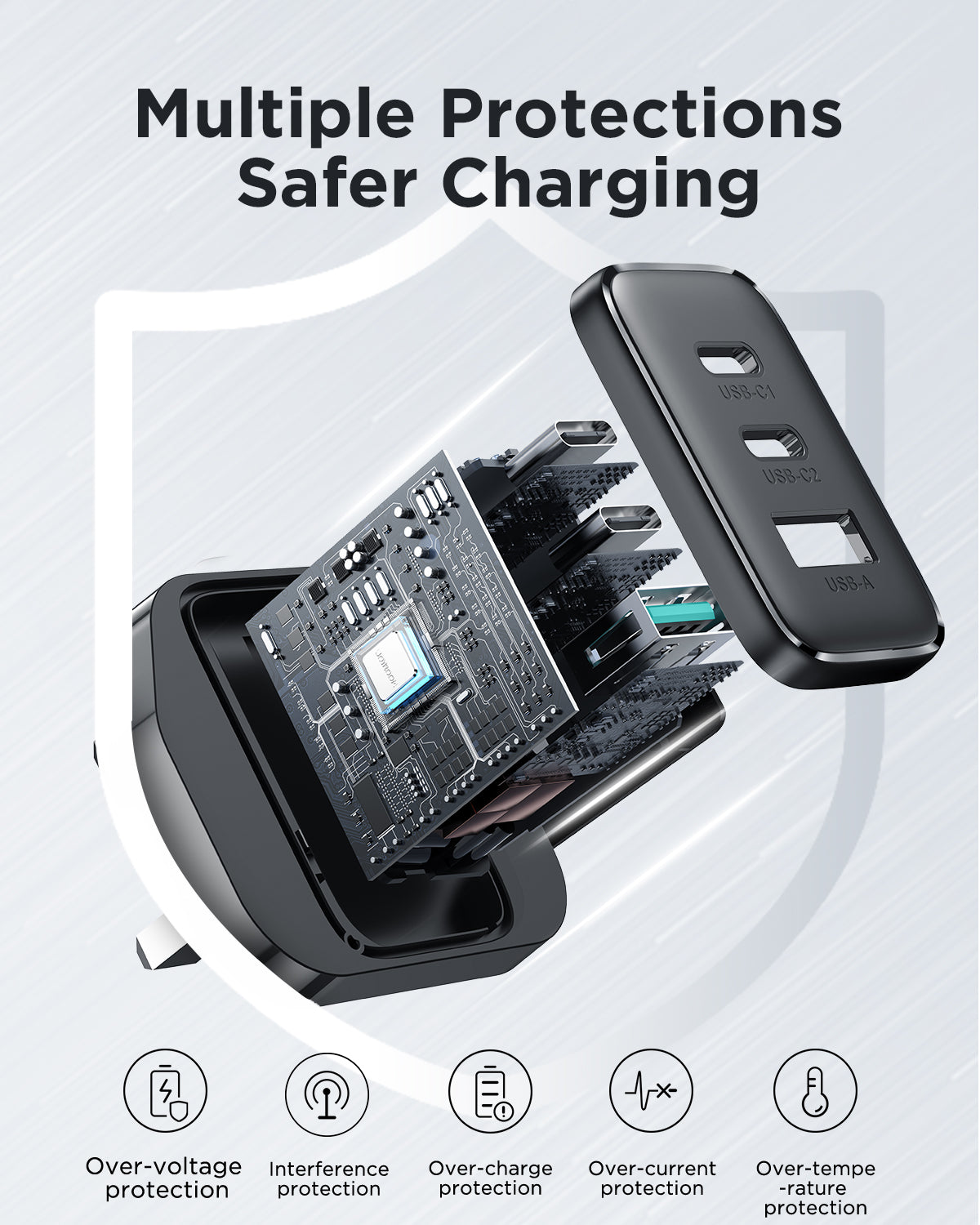 【JoyRoom TCF10】32W 三口迷你快充插頭 | 2x USB-C + 1x USB-A 多口同時快充 過壓過充保護 (iPhone/Android/iPad通用)
