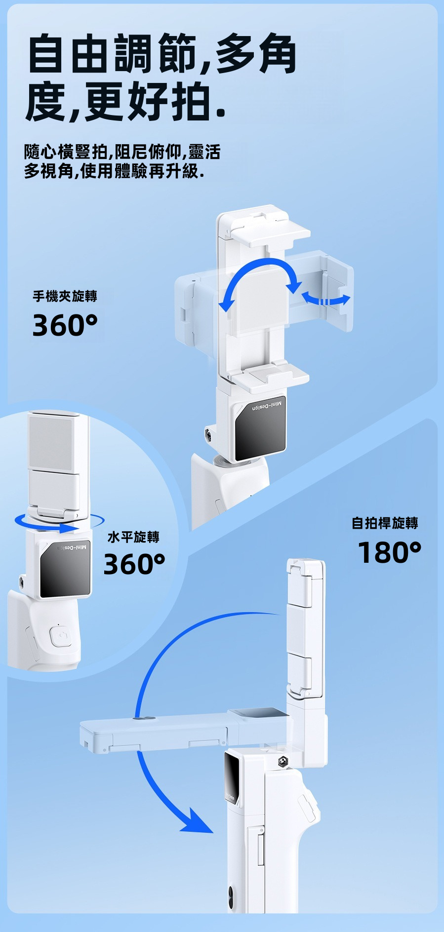 【REMAX P80i】四合一迷你旅行自拍桿支架 | 99g超輕口紅大小 自拍桿/相機助拍器/行李箱夾式支架/桌面支架 360°旋轉橫直拍 (出差旅行/飛機高鐵追劇神器)