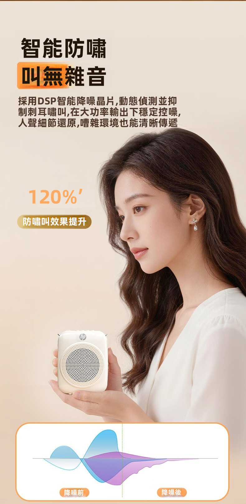 【HP 惠普】LS261SE 無線教學擴音器 | 2.4G零延遲傳輸 66mm大單元 DSP防嘯叫 15H長續航 (附輕量無線耳麥) 教師咪