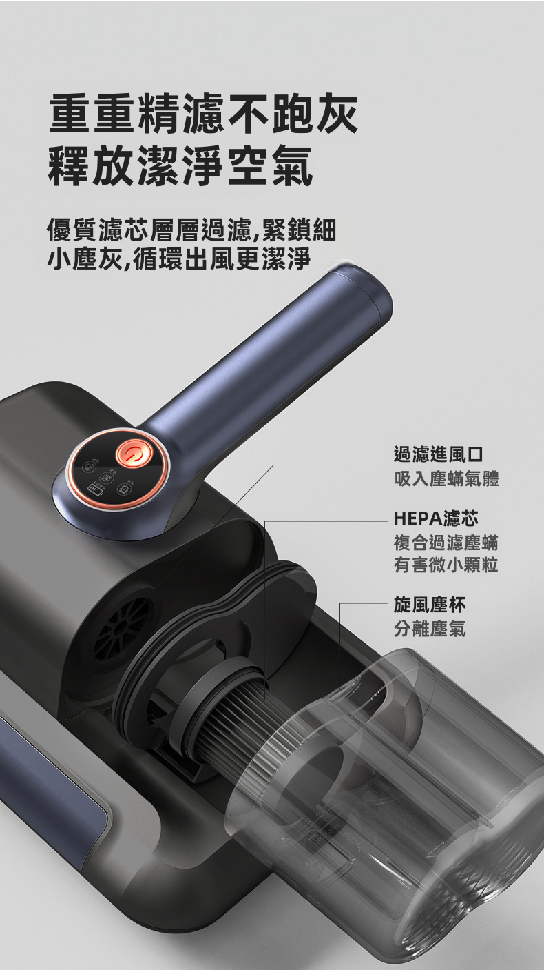 HYUNDAI 韓國現代 無線雙杯除蟎儀 10000Pa大吸力 紫外線殺菌 超聲波除蟎 1.0kg