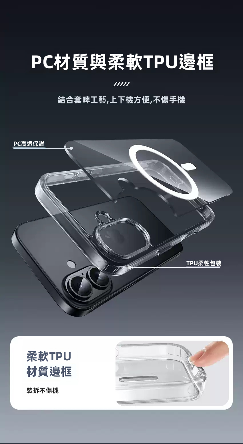 ZGA 晶透 MagSafe 磁吸防摔手機殼 N52強磁 192%透光 PC+TPU iPhone 18/17 Pro Max/Pro