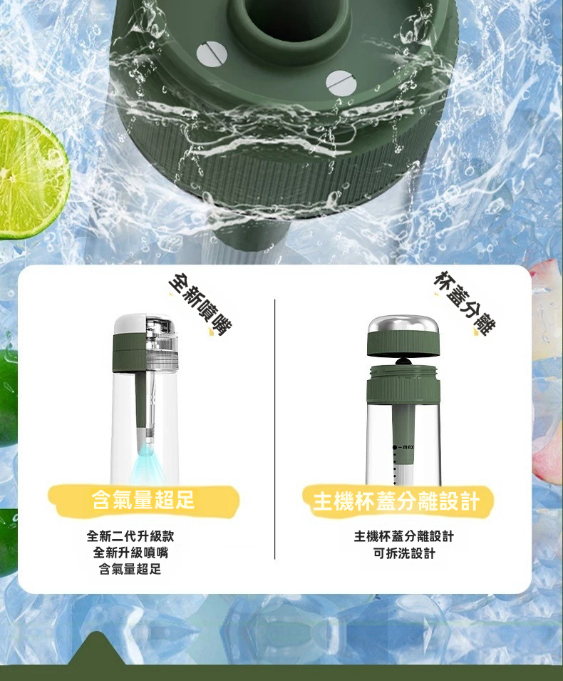 【CiCiCO】便攜隨行氣泡水機 / 梳打水樽 | 免插電 10秒極速注氣 食品級BPA-Free 自動洩壓防爆 露營野餐/特調必備 (2色可選)