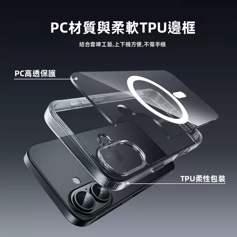 ZGA 晶透 MagSafe 磁吸防摔手機殼 N52強磁 192%透光 PC+TPU iPhone 18/17 Pro Max/Pro