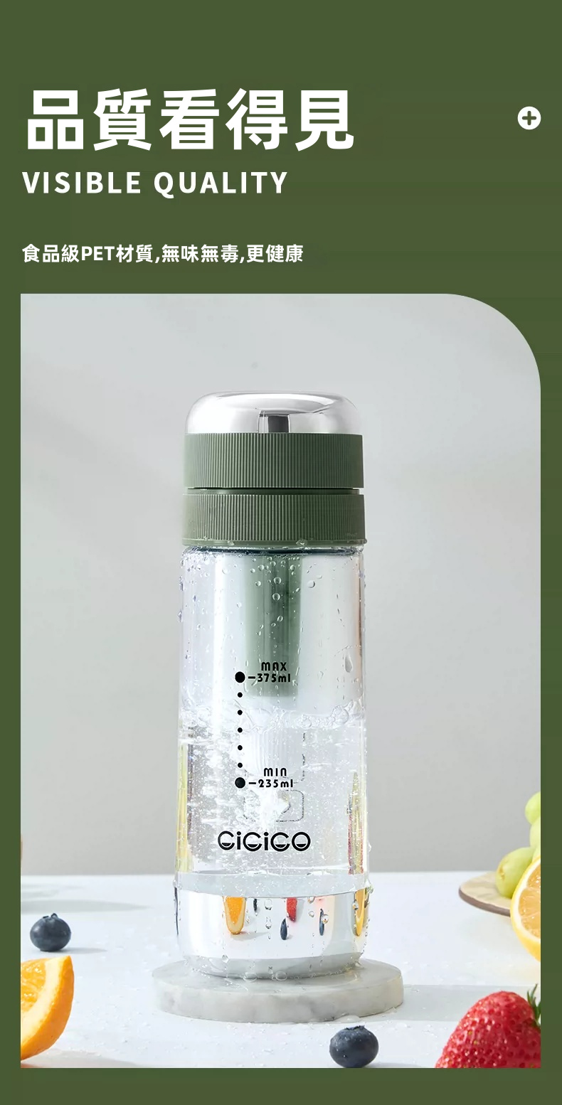 【CiCiCO】便攜隨行氣泡水機 / 梳打水樽 | 免插電 10秒極速注氣 食品級BPA-Free 自動洩壓防爆 露營野餐/特調必備 (2色可選)