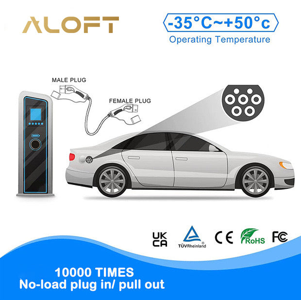 Type 2 轉 Type 1 電動車充電線 7KW 7米｜適用 Nissan Leaf、Toyota Prius 等日系車型