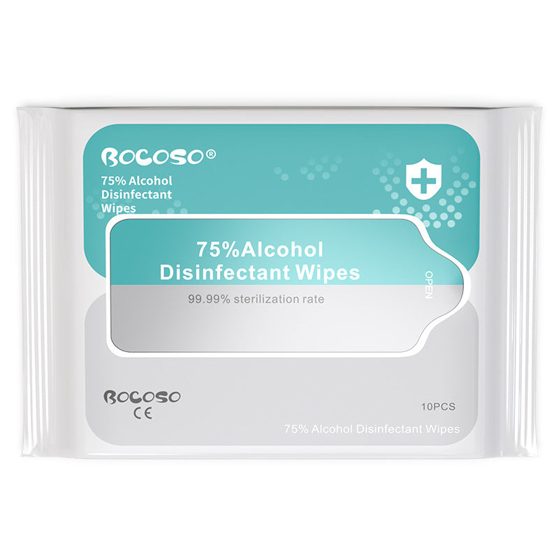Bocoso 75% (10片便携裝) 酒精消毒濕紙巾 99.9%殺菌消毒 防疫 抗疫 除菌率 13X17CM 消毒棉布,消毒濕巾,消毒酒精紙 [抗疫用品好推介]