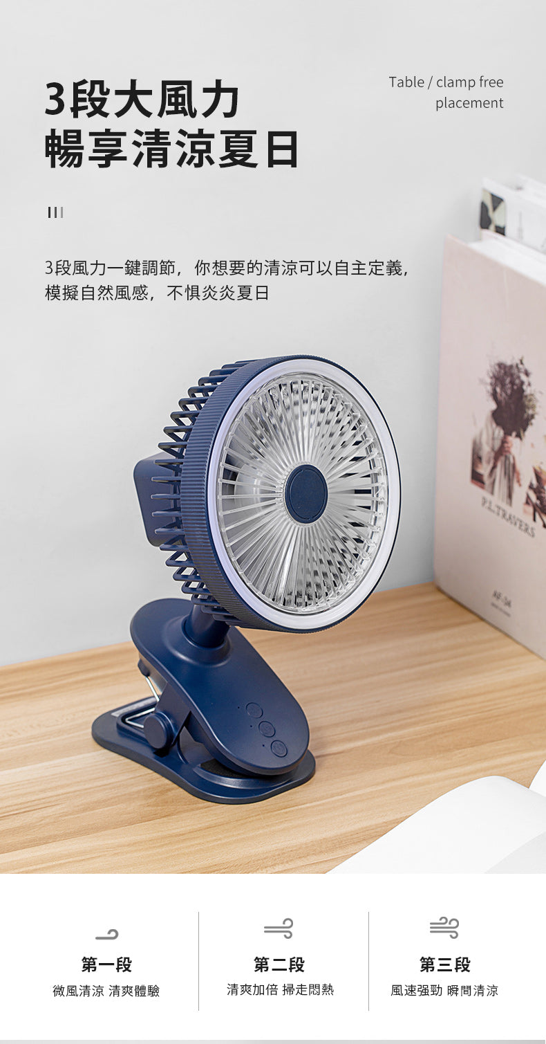 台夾兩用夜燈小風扇 靜音隨身夾扇小風扇 RFY-021