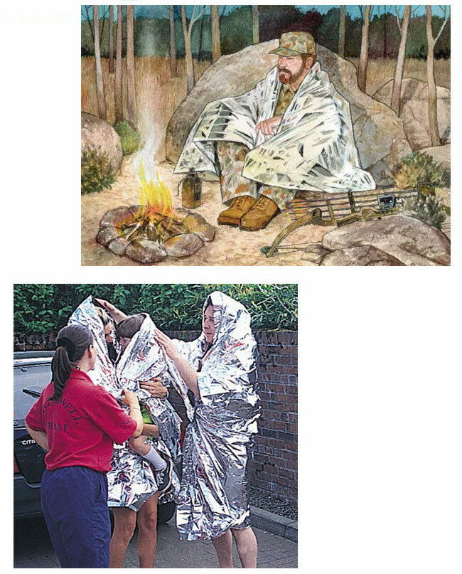 輕便露營保溫暖毯 可作户外急救毯、防水求生、也可用作野外帳篷，擋風幕、露營地墊、暖毯，野外生存裝備。(2件裝)