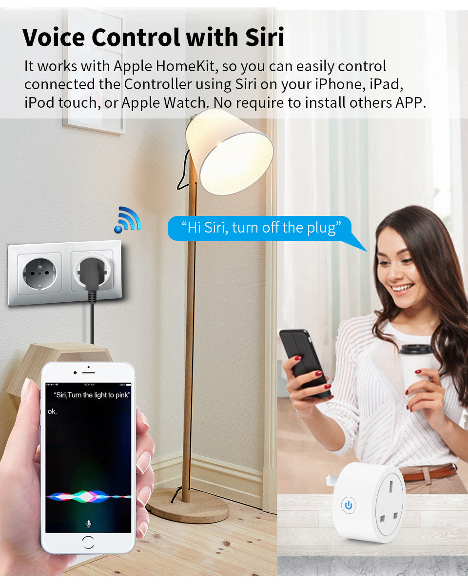 跨平台兼容的智能插座：Apple HomeKit 16A Google Assistant 天貓精靈 Alexa Siri Voice