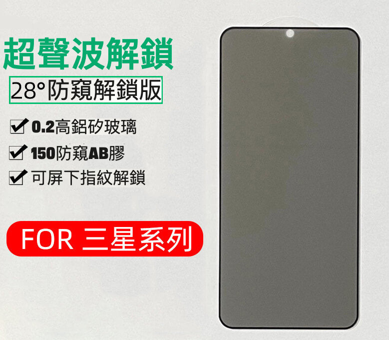 Samsung S24系列28度防窺玻璃貼，指紋解鎖版 ：終極隱私解決方案
