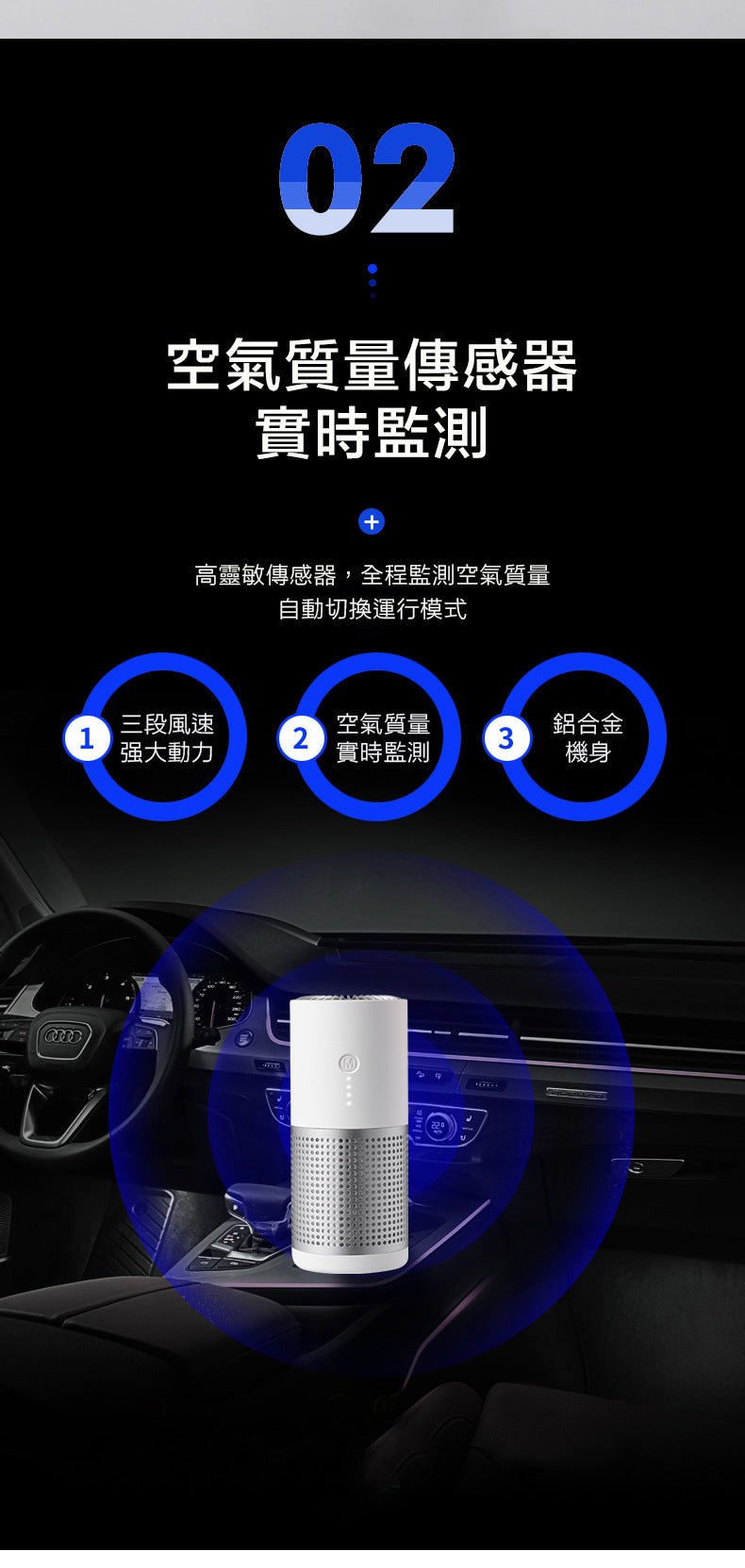智能便攜抗菌汽車空氣清新機 (辦公室,房間,汽車適用)  AP02