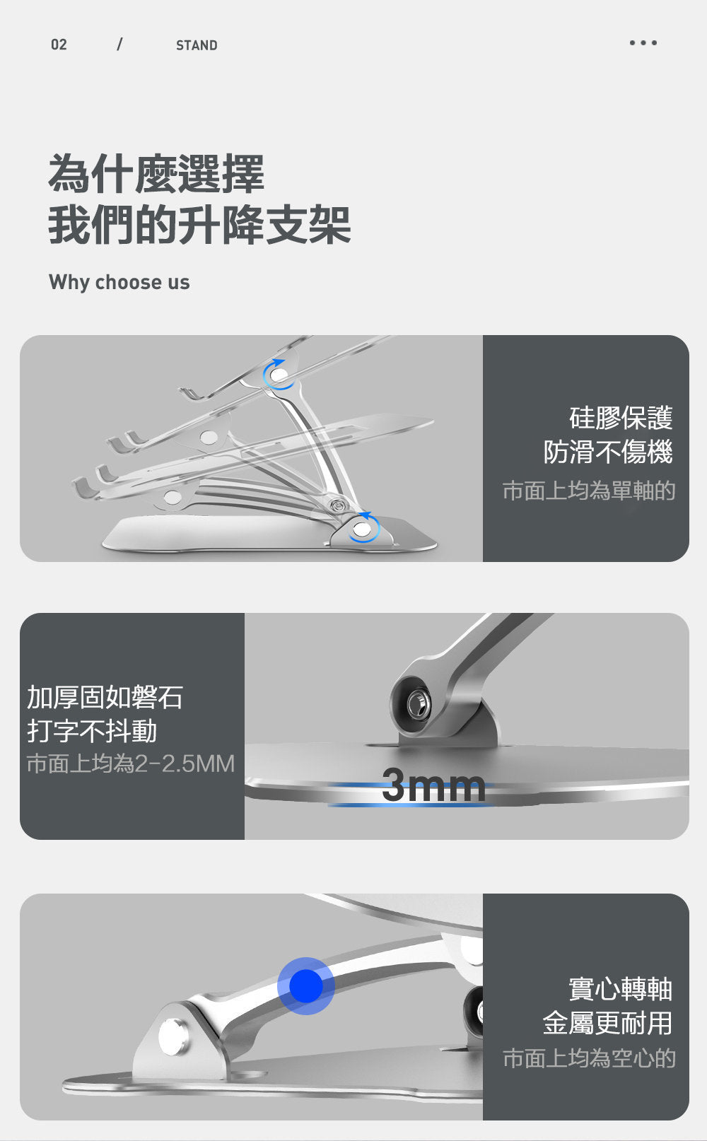鋁合金筆記型電腦支架｜多角度升降調節｜承重 12.5kg｜適合 11-17寸 MacBook