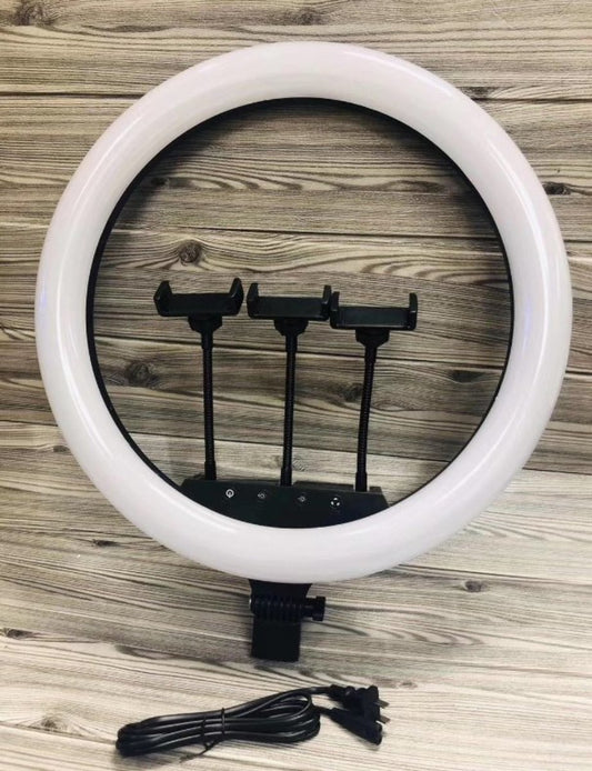 45cm LED 環形補光燈連腳架｜美顏直播自拍｜3色溫9檔亮度｜黑色