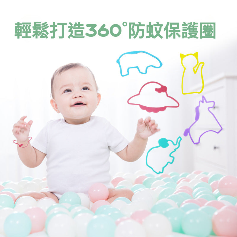 🌟 夏日必備防蚊神器來啦！🌈 防叮多彩環 5條裝，全家出遊不怕蚊子困擾！👨‍👩‍👧‍👦