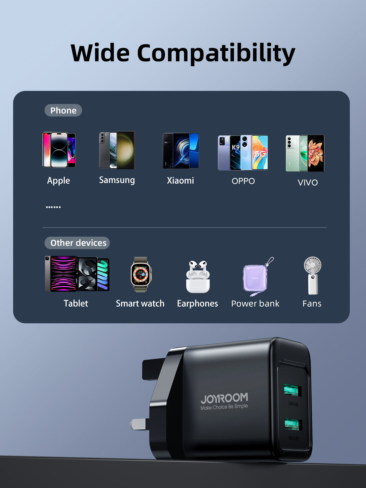 JoyRoom TCN01 2.4A 全新 雙 USB Mini 快充插頭
