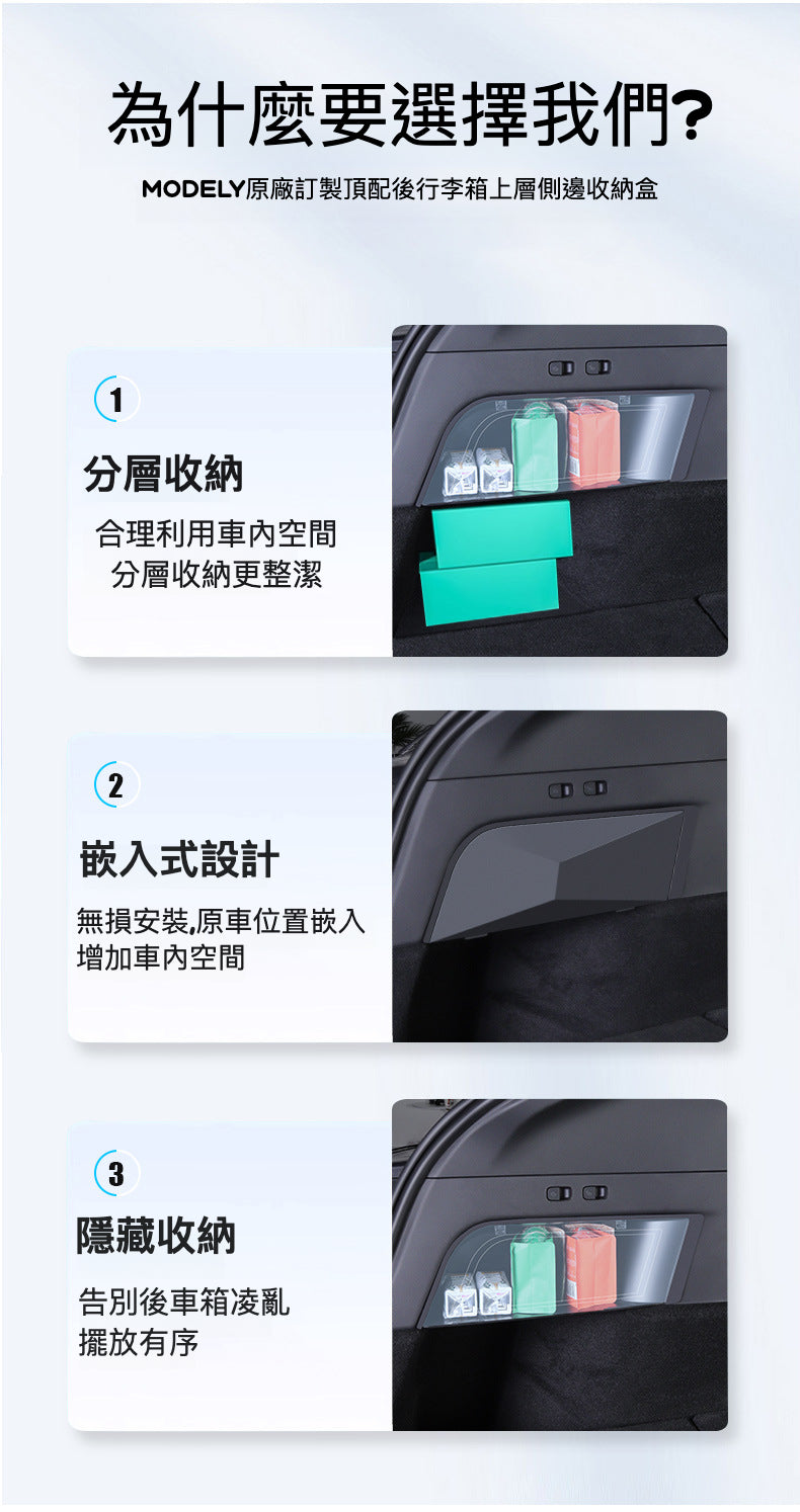 Tesla Model Y(2024前) 專用後行李箱儲物盒：您的終極車輛配件指南