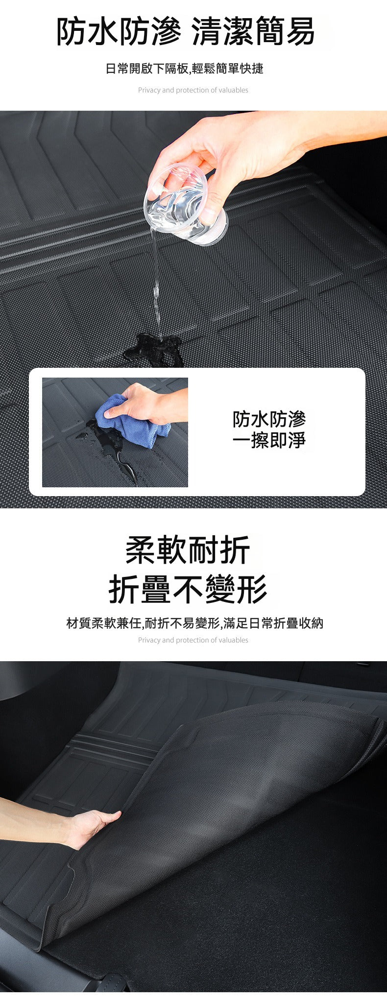 ✨ 特斯拉 Model Y/3 煥新版行李箱墊三件套！ ✨ 實用與美學的雙重結合，讓你的愛車更出色！ 🚗💎