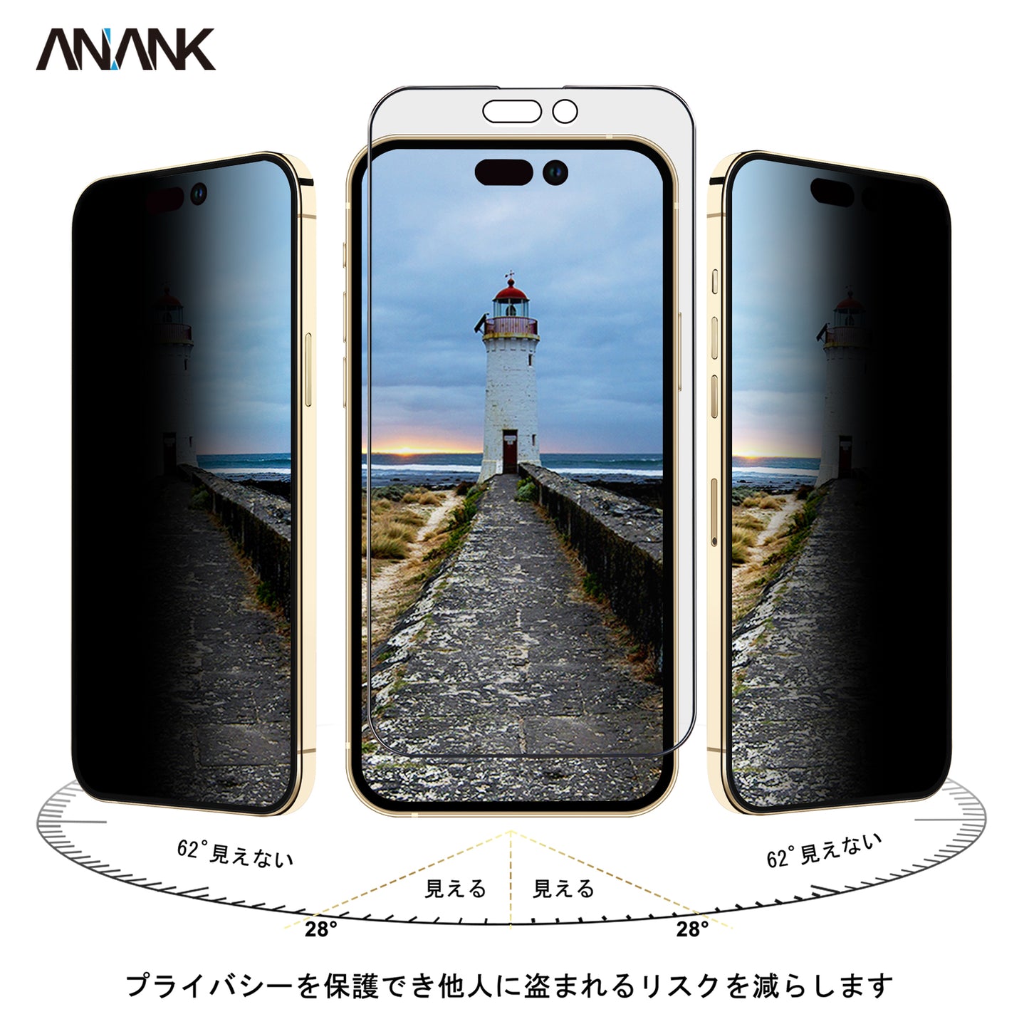 ANANK IP16系列 2.5D韓國LG 26度防窺玻璃貼