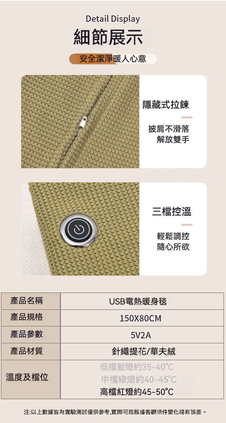 冬日必備神器！USB供電電熱披肩毯登場