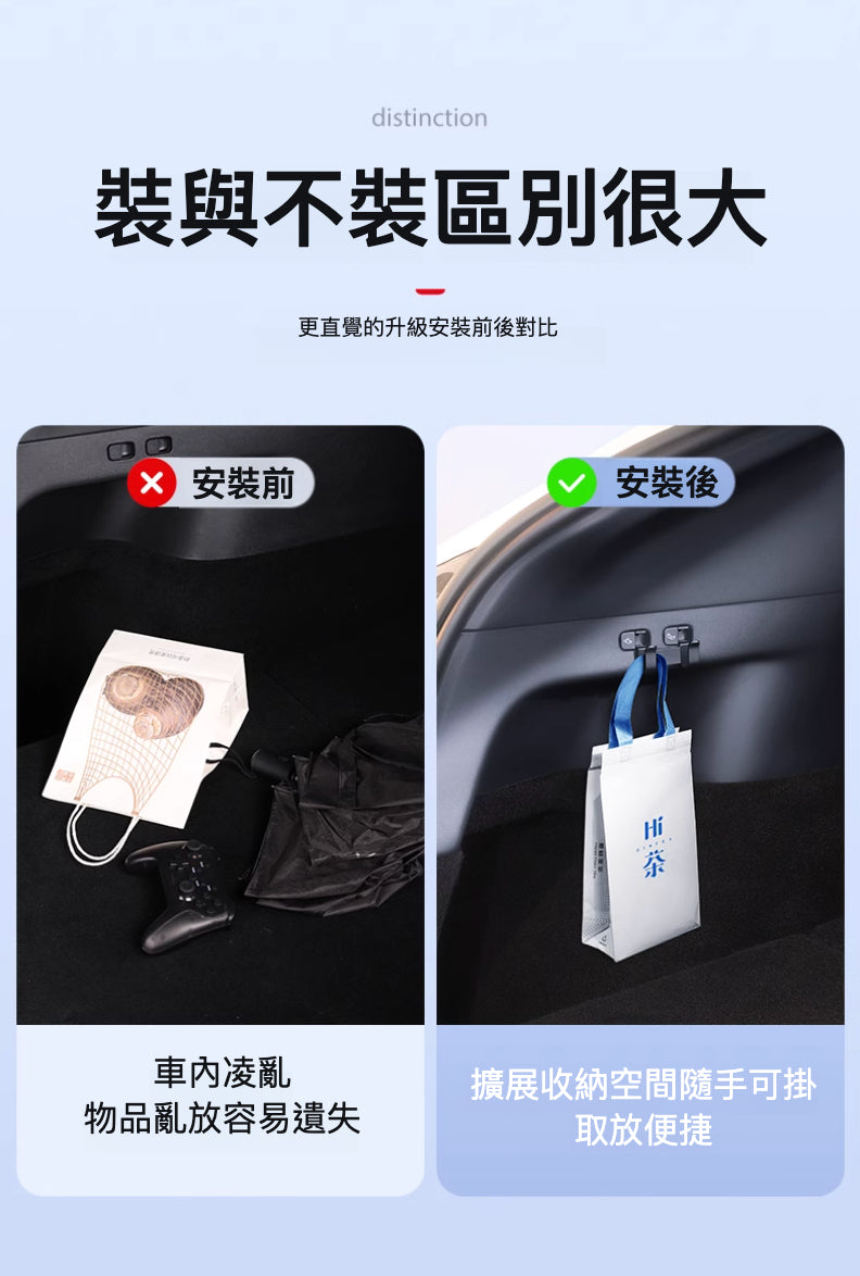 Tesla Model Y 專用隱藏式後行李箱收納掛鉤：提升車內整潔的創新解決方案