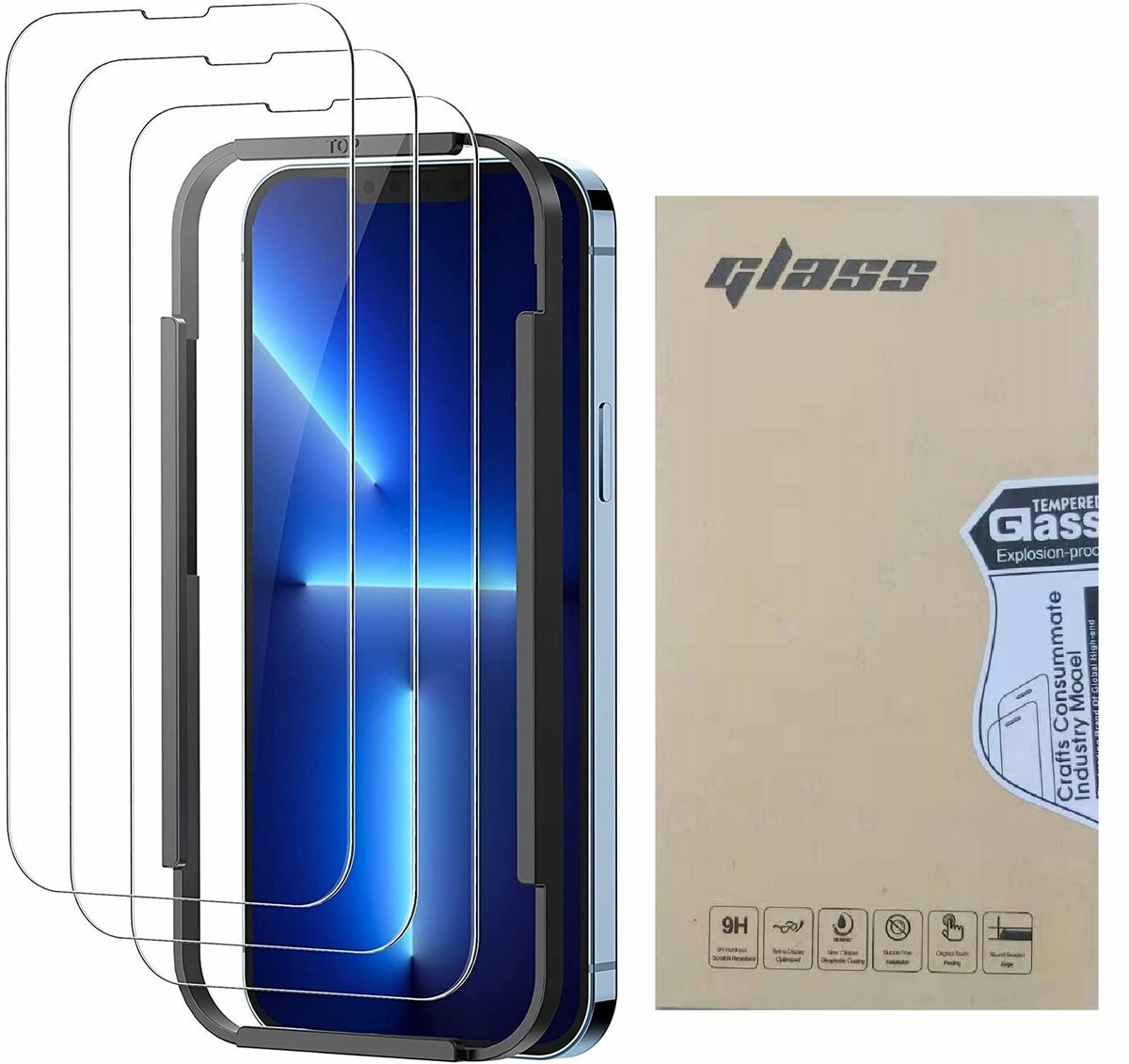 ALOFT (3片裝) iPhone 13 Pro Max 6.7吋 保護貼高清全屏Glass Pro+ 9H鋼化玻璃手機手提電話螢幕保護貼(透明小糟）