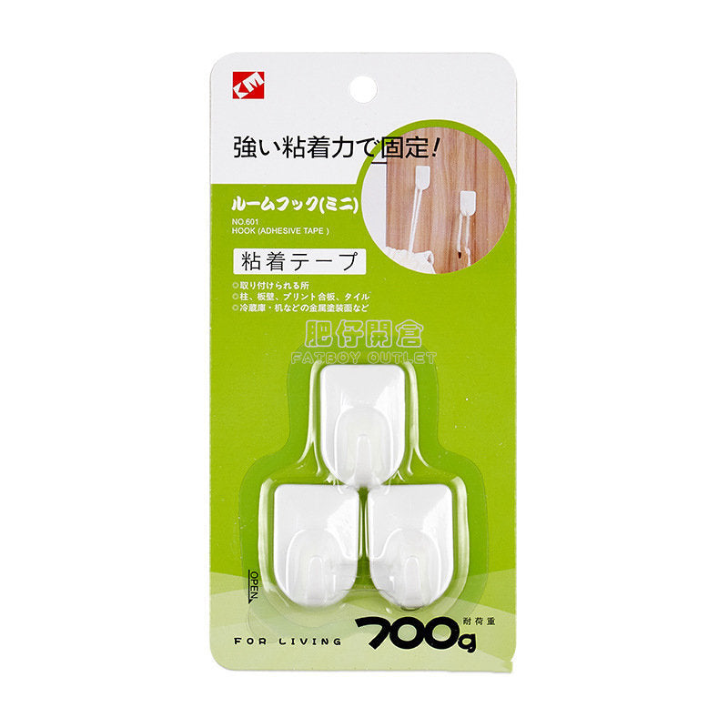 KM No.601自粘小方型掛鈎3枚