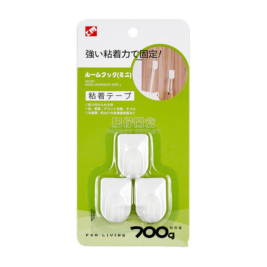 KM No.601自粘小方型掛鈎3枚