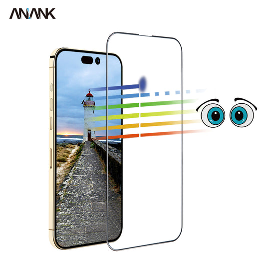 ANANK iPhone 15 系列全屏防藍光屏幕保護膜：保護您的眼睛免受有害藍光的傷害