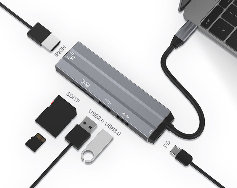 Type-C Hub 4 in 1｜HDMI 4K + USB + SD/TF讀卡 + PD 100W｜適合 MacBook 及 Switch