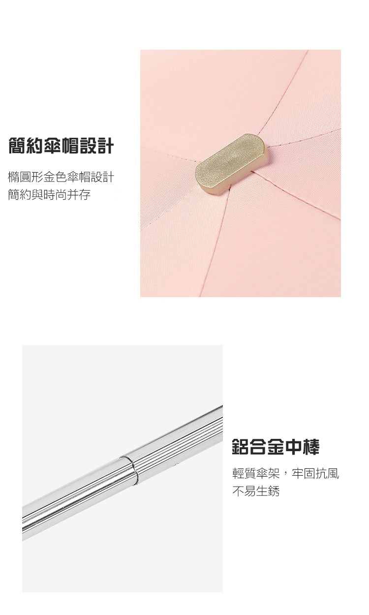 日本時尚UV雨傘 黑膠防曬縮骨雨傘 扁平五折UPF50+雨傘