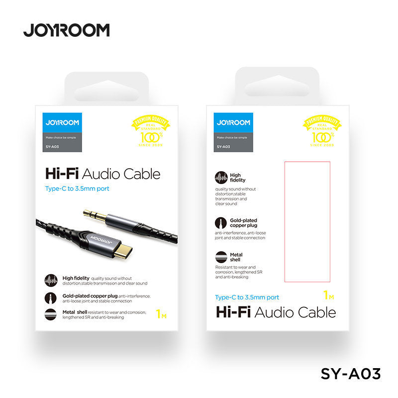 JOYROOM - SY-A07 Type-C 轉 3.5mm 音頻線 1米 AUX線 車機必備