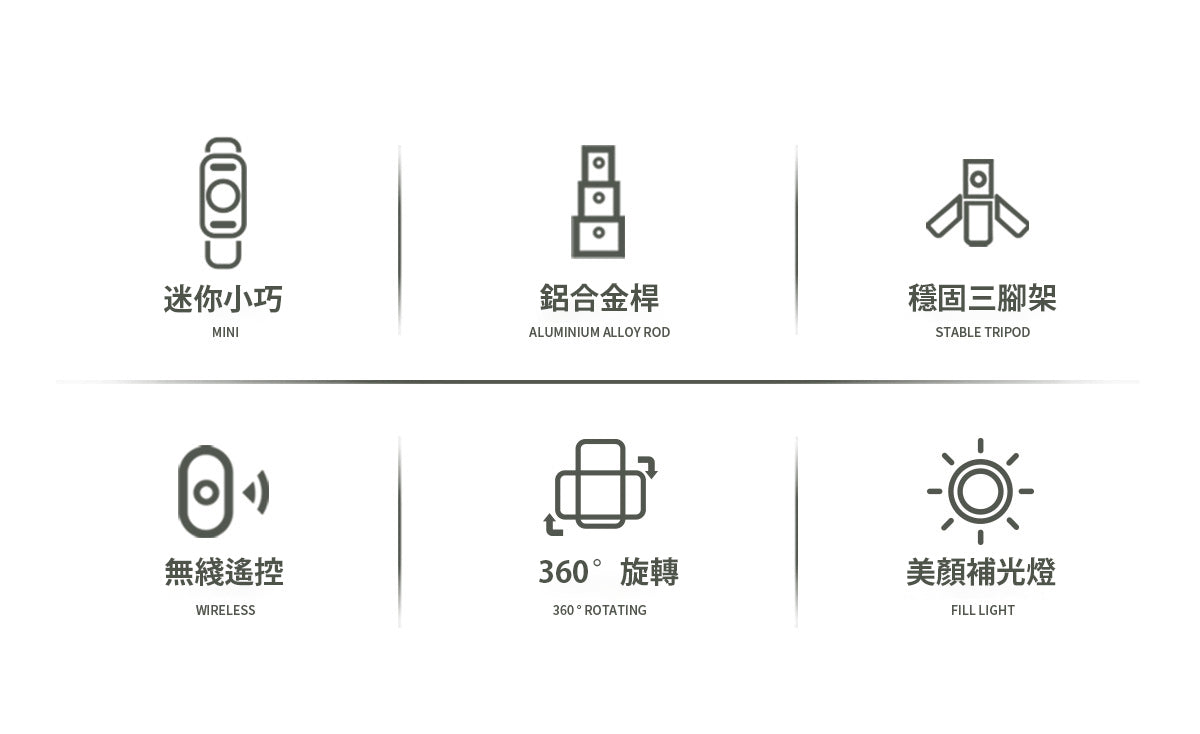 Q10s 便攜式自拍棍：拍攝、直播和旅遊的全能工具 (附送迷你美顏燈）